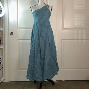 Free People Bella Maxi Dress Blue One Shoulder Boho Festival Size Small